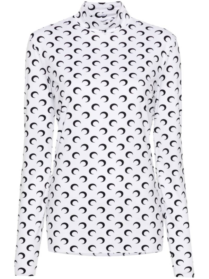 Marine Serre moon-print mock-neck T-shirt - White von Marine Serre