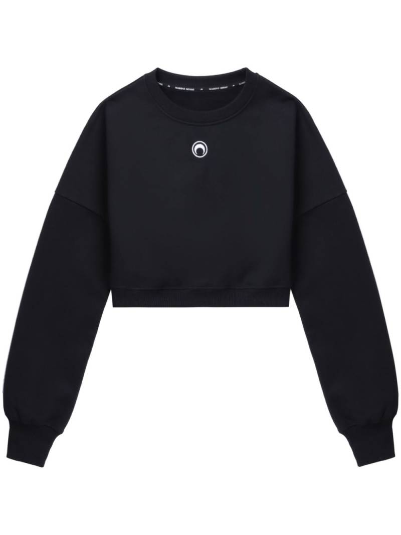 Marine Serre moon printed cropped sweatshirt - Black von Marine Serre