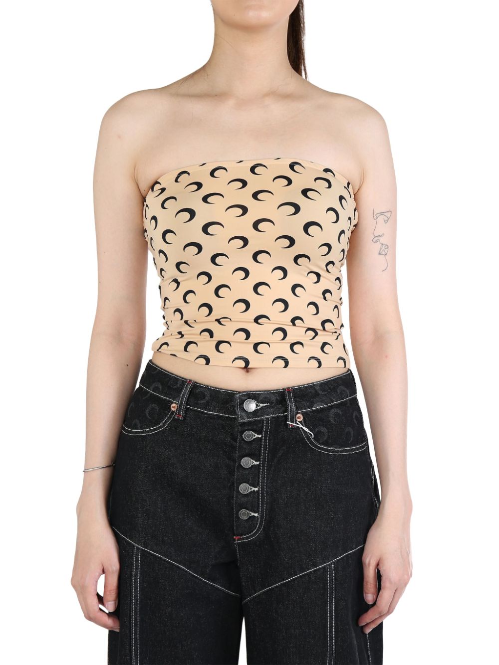 Marine Serre moon-printed jersey tube top - Neutrals von Marine Serre