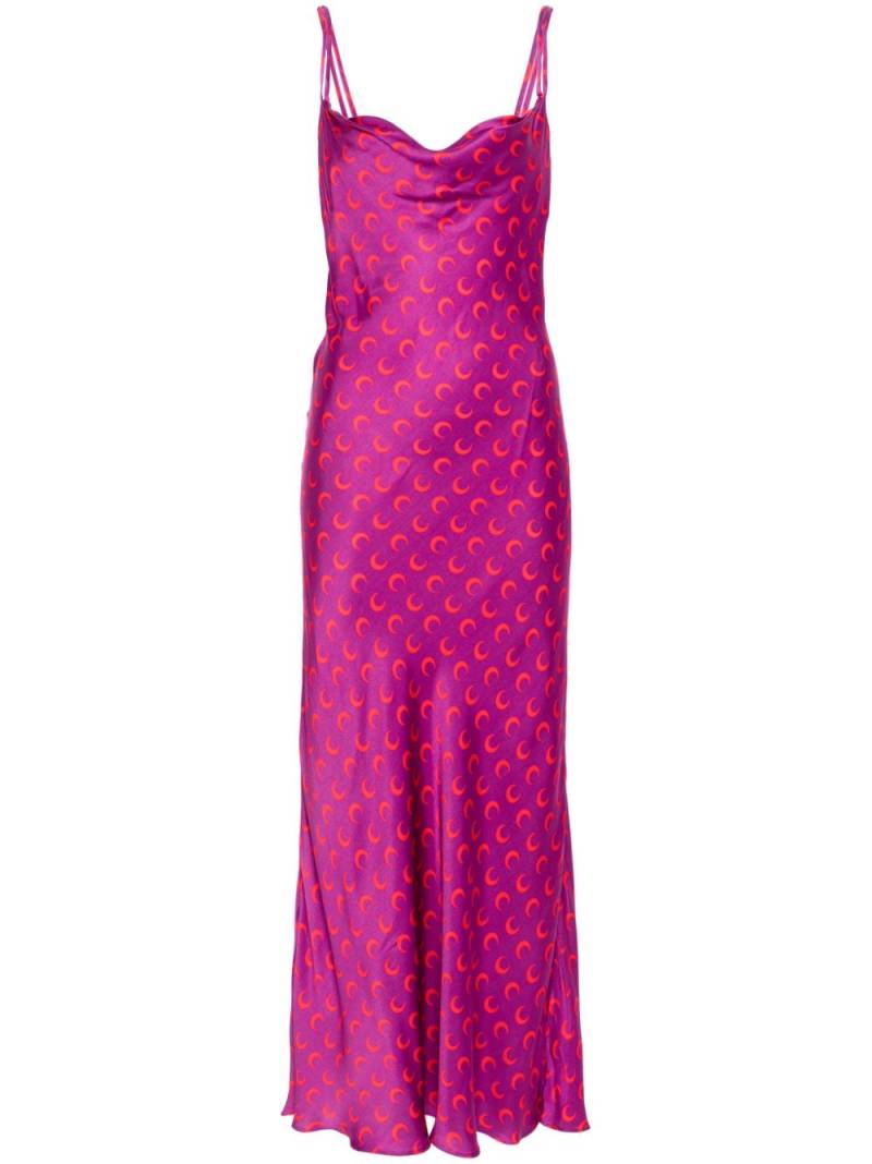 Marine Serre moon-printed satin maxi dress - Purple von Marine Serre