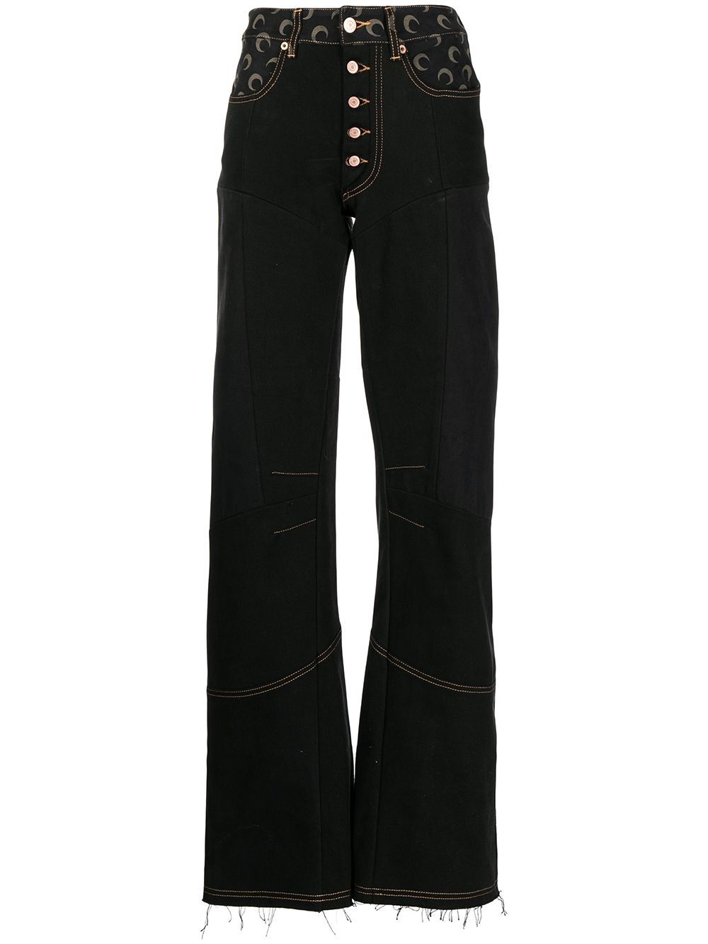 Marine Serre panelled wide-leg jeans - Black von Marine Serre