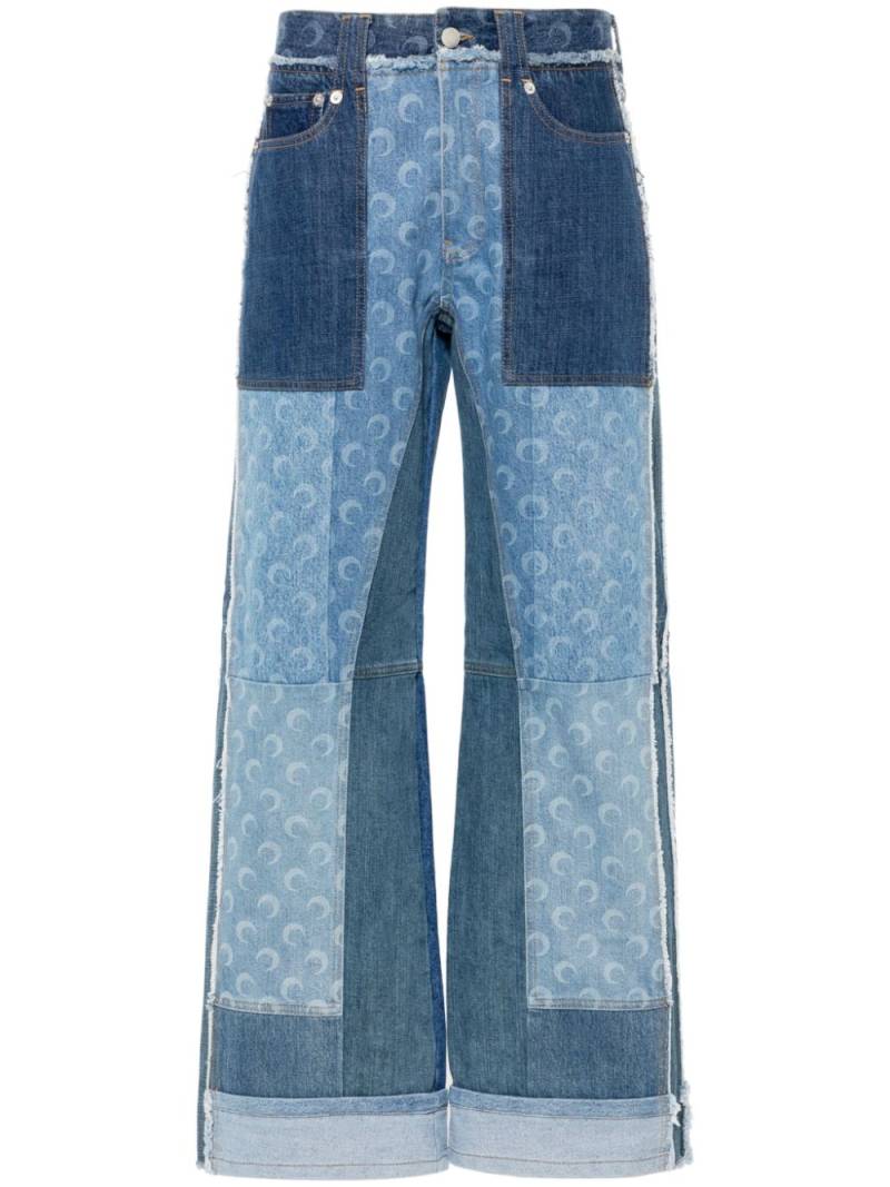 Marine Serre patchwork straight-leg jeans - Blue von Marine Serre