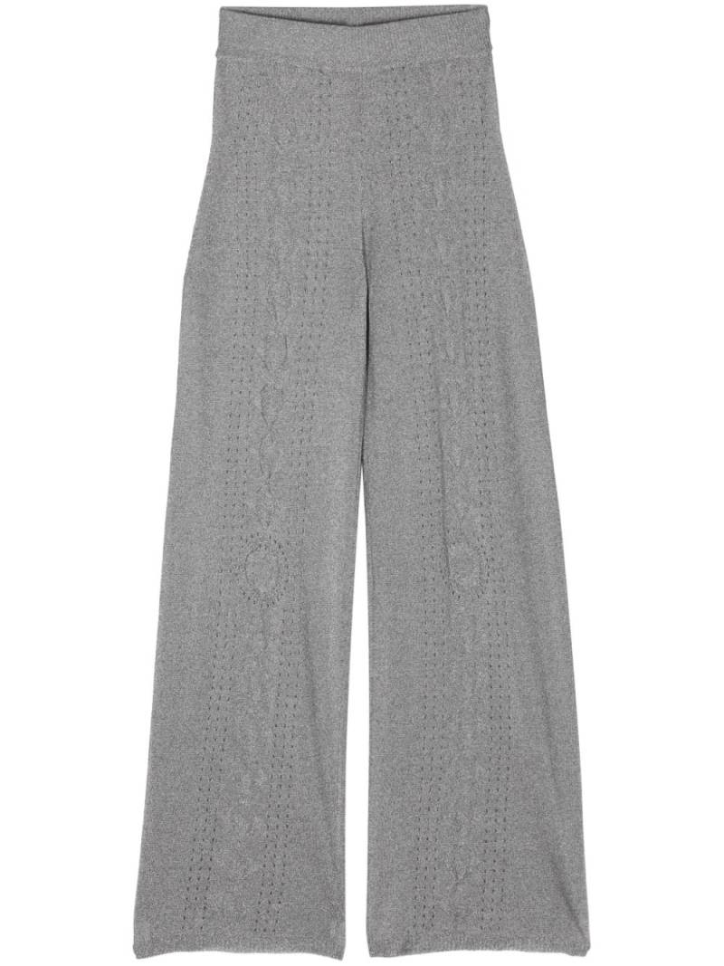 Marine Serre pointelle-knit lurex flared trousers - Silver von Marine Serre