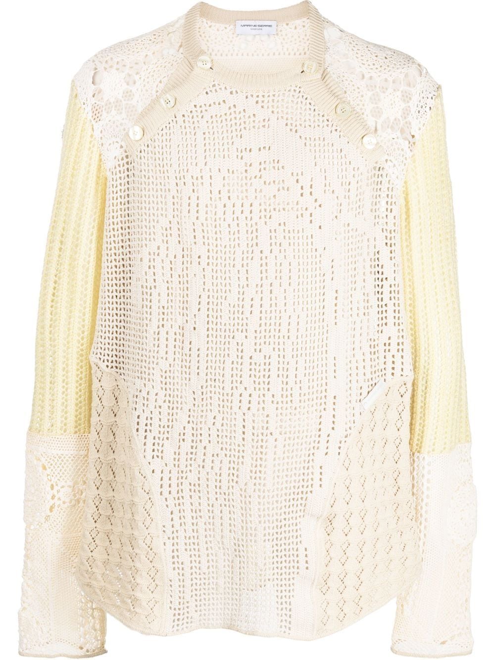 Marine Serre regenerated crochet raglan jumper - Neutrals von Marine Serre