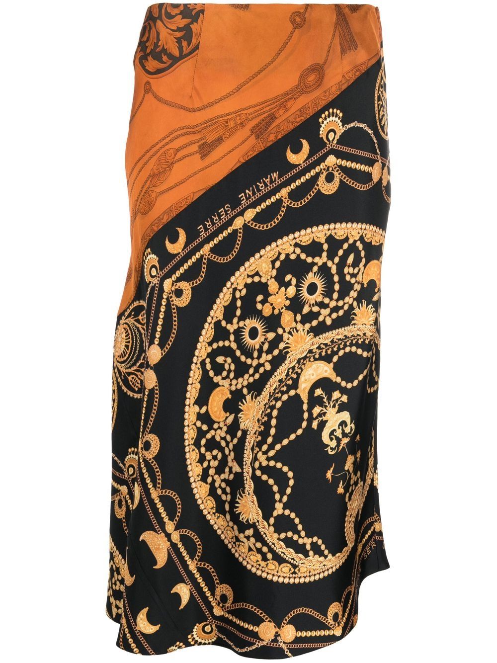 Marine Serre regenerated jewellery-print silk skirt - Orange von Marine Serre