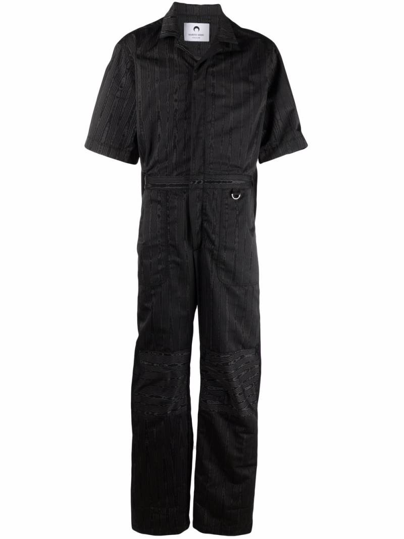 Marine Serre striped notched-collar jumpsuit - Black von Marine Serre