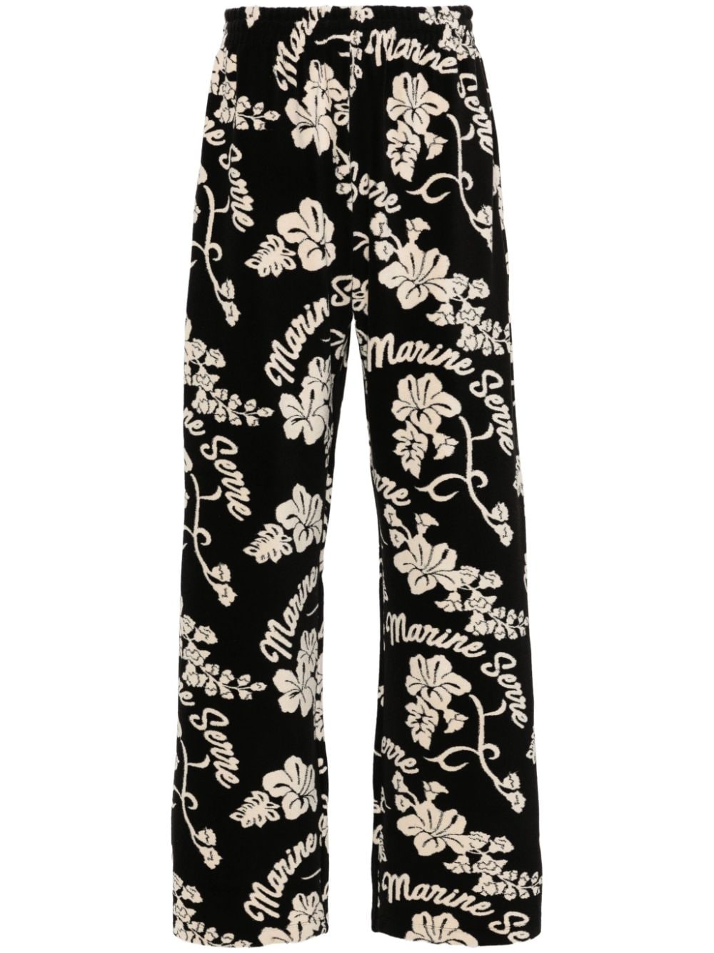 Marine Serre terry-cloth floral straight trousers - Black von Marine Serre