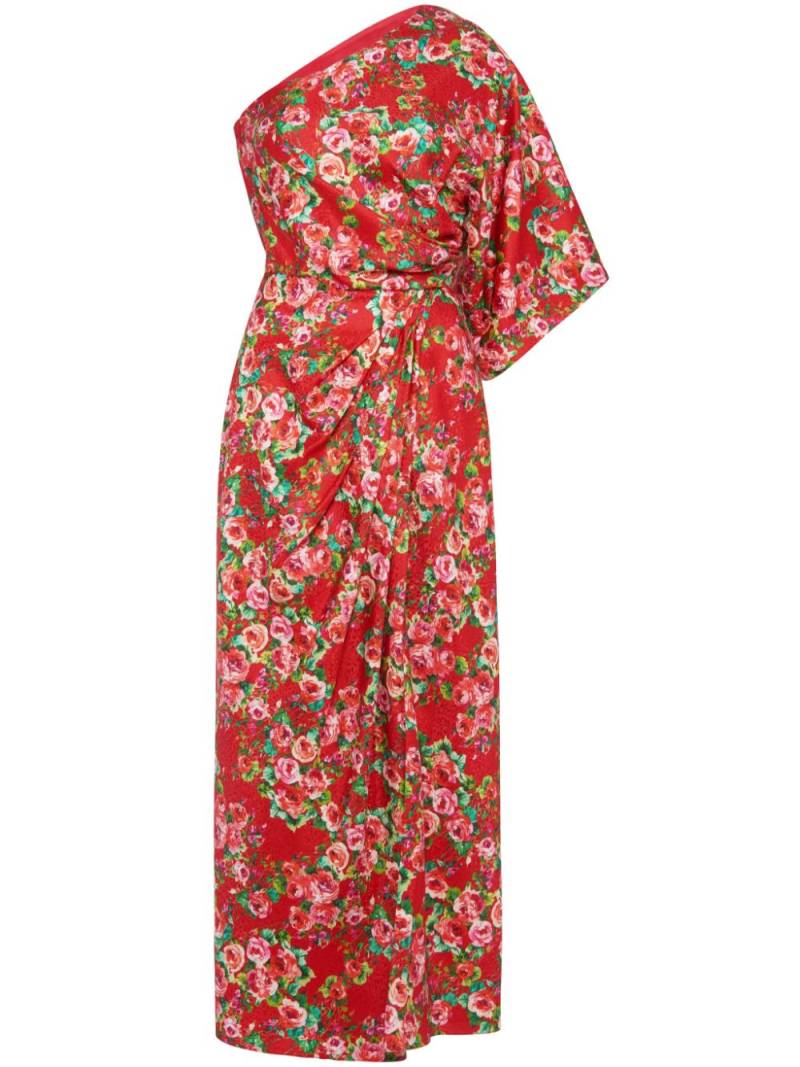 Markarian Carla rose-print draped midi dress - Red von Markarian