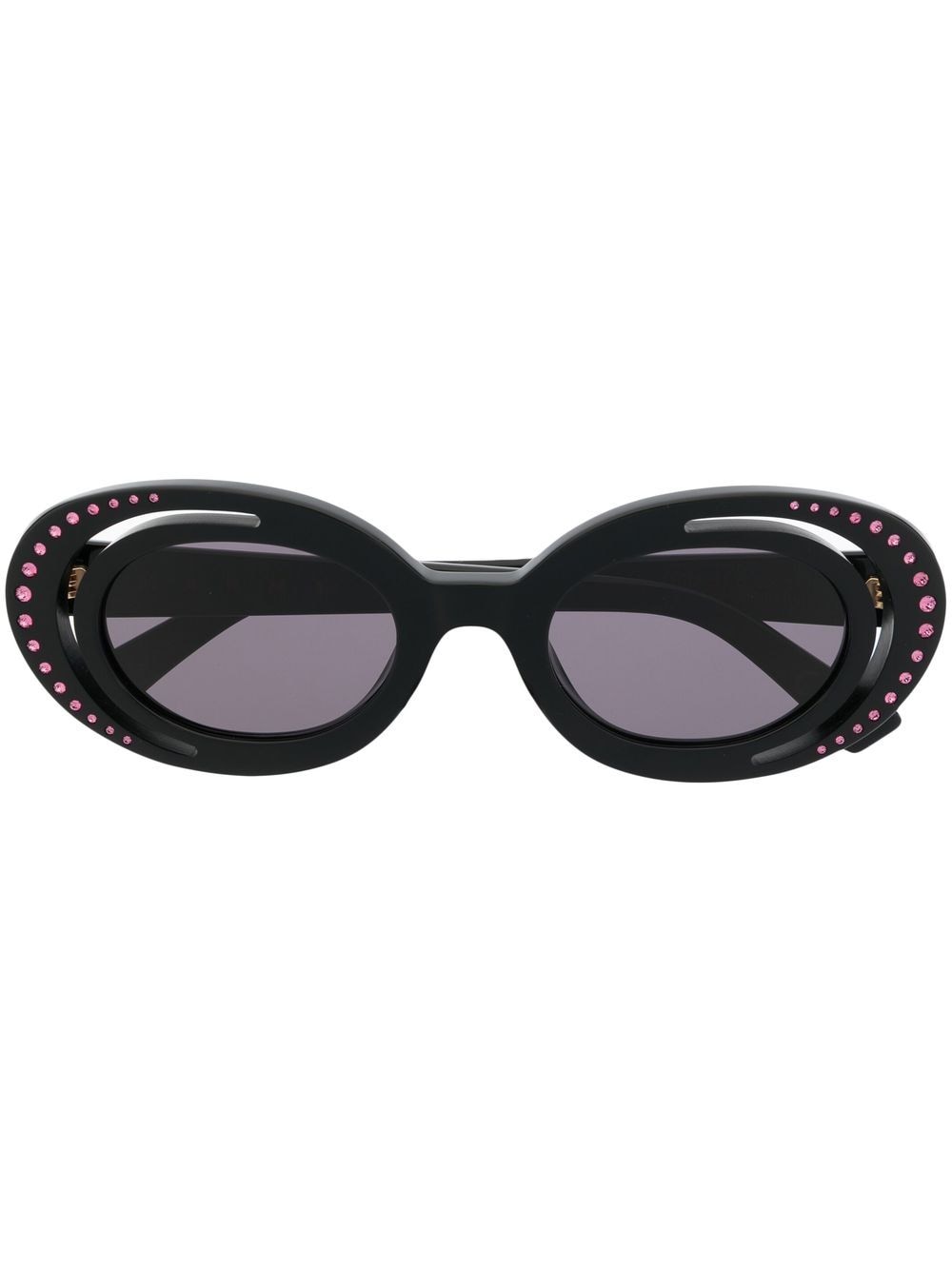 Marni Eyewear crystal-embellishment oval-frame sunglasses - Black von Marni Eyewear