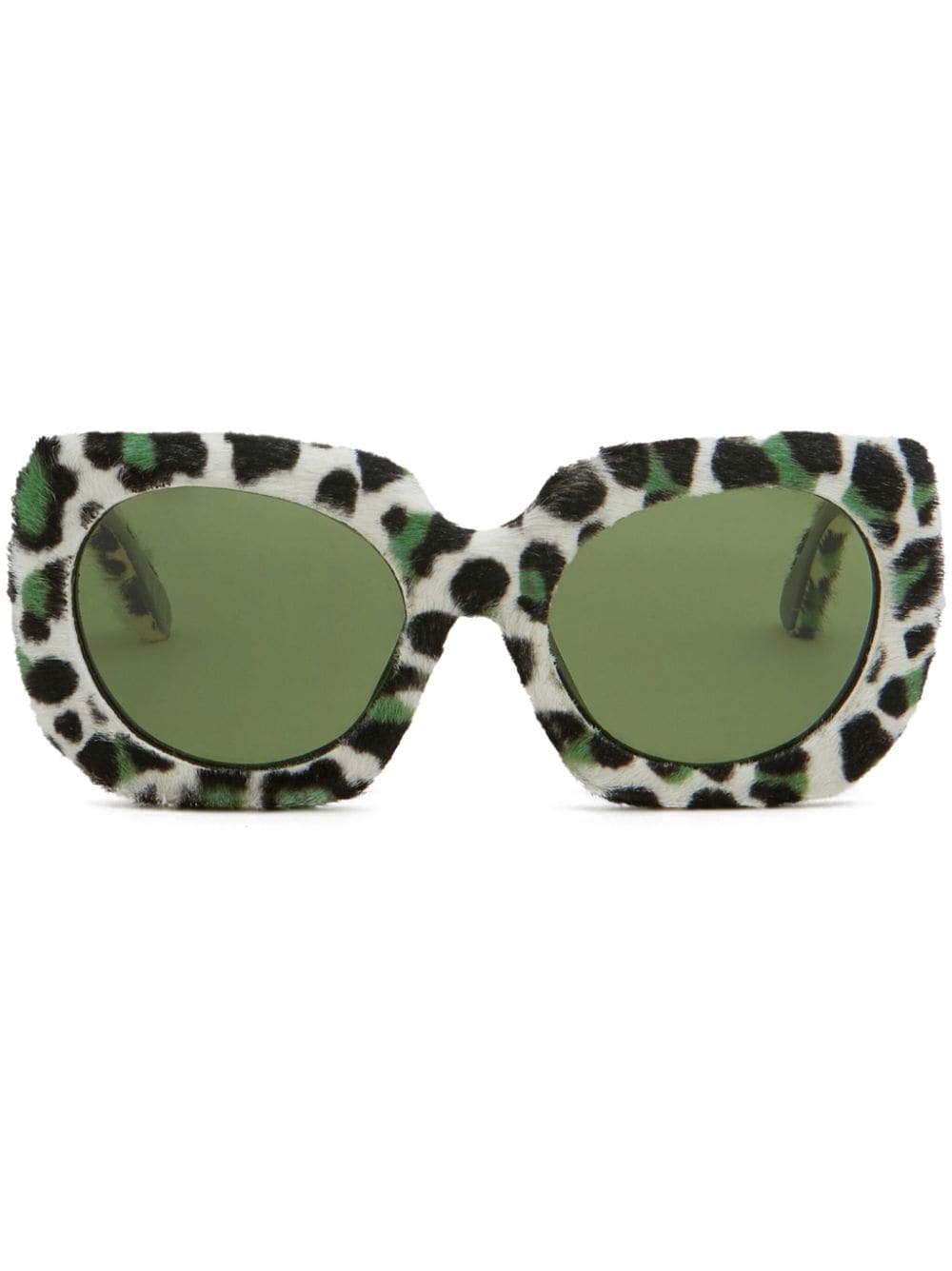 Marni Eyewear leopard-print oversize-frame sunglasses - White von Marni Eyewear