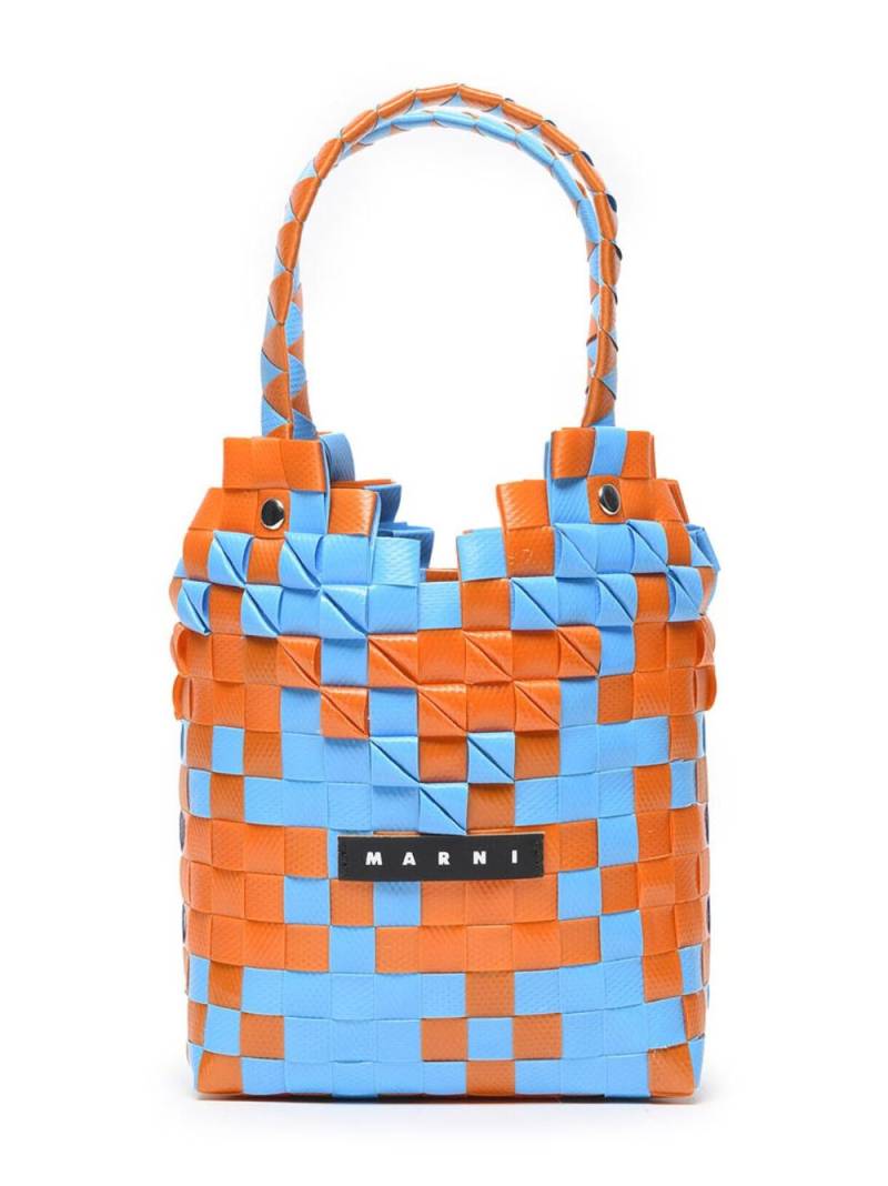 Marni Kids Diamond Basket woven tote bag - Blue von Marni Kids