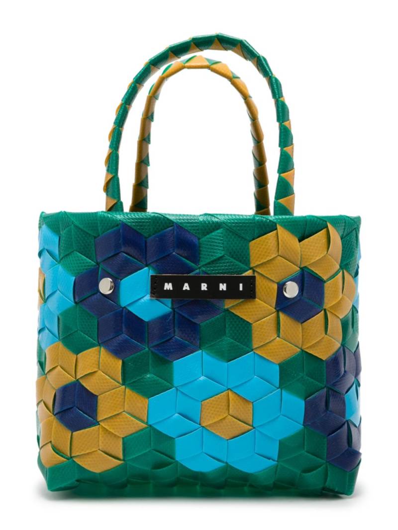 Marni Kids Sunflower woven tote bag - Green von Marni Kids