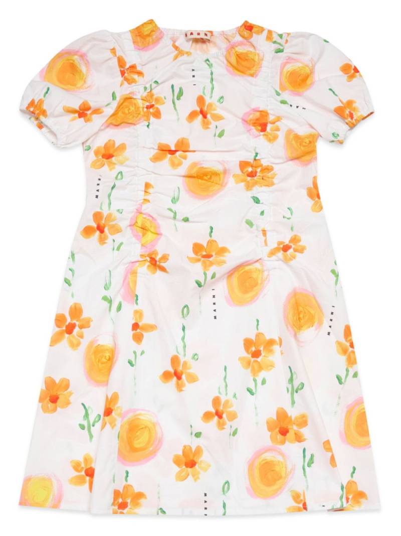 Marni Kids Sunny Day floral-print poplin dress - White von Marni Kids