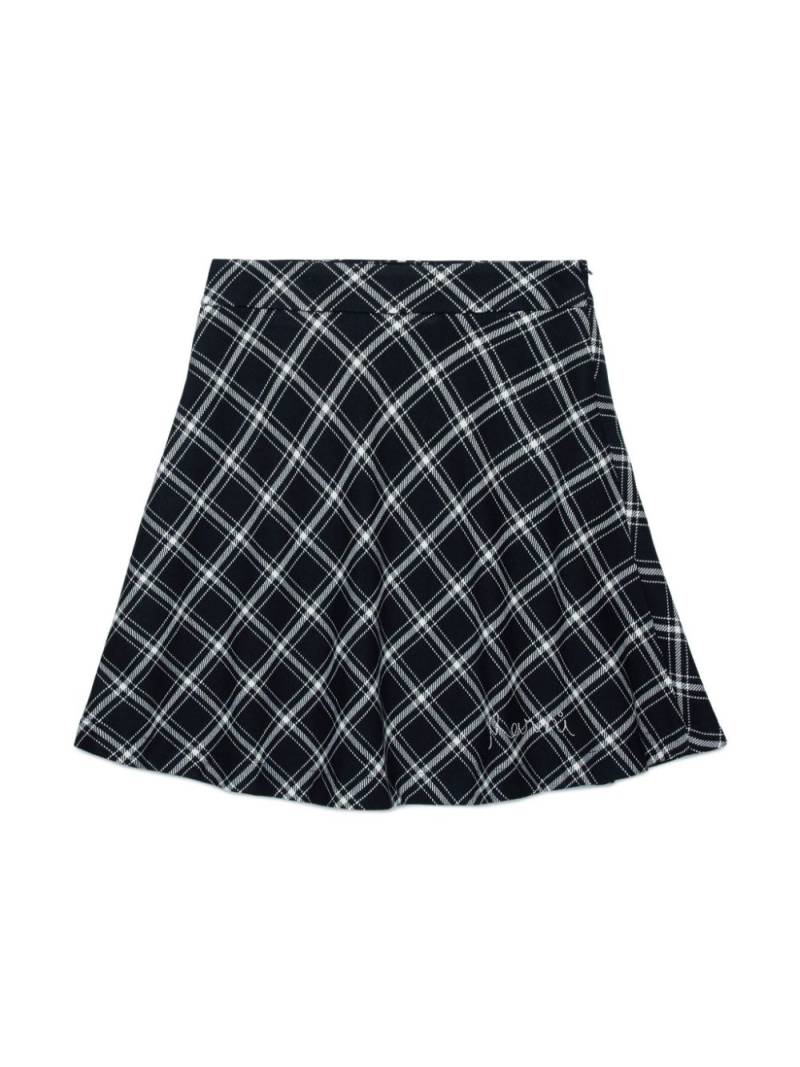 Marni Kids check-pattern embroidered-logo A-line skirt - Black von Marni Kids