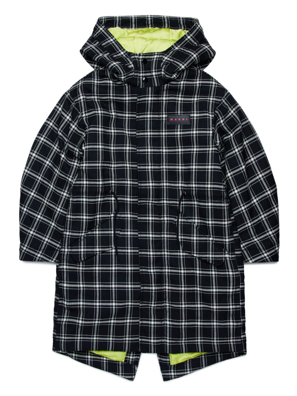 Marni Kids check-pattern hooded coat - Black von Marni Kids