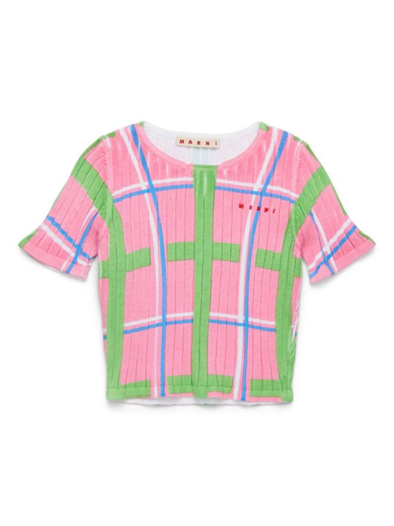 Marni Kids checked T-shirt - Pink von Marni Kids