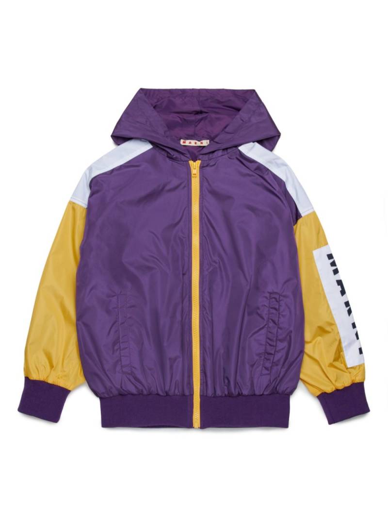 Marni Kids colour-block hooded jacket - Purple von Marni Kids