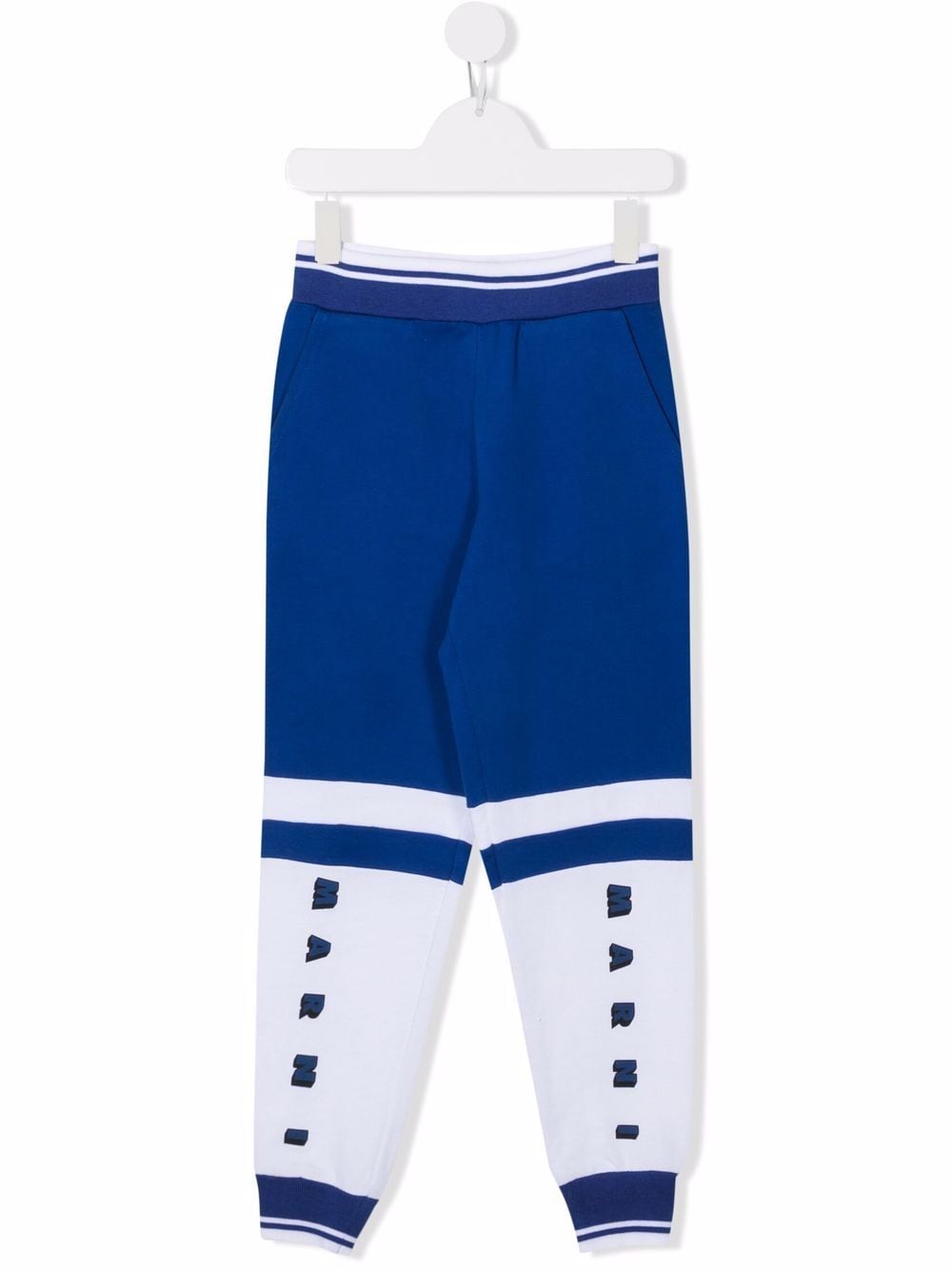 Marni Kids colour-block logo-print trousers - Blue von Marni Kids