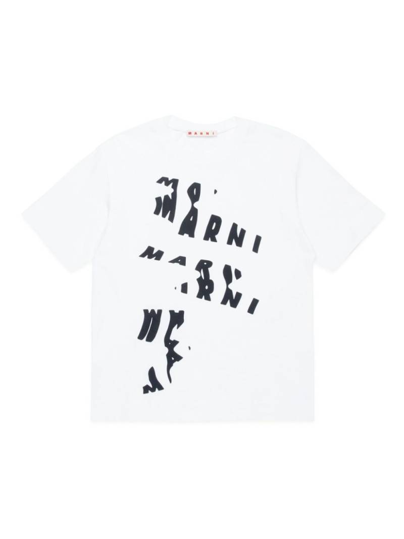 Marni Kids deconstructed logo cotton T-shirt - White von Marni Kids