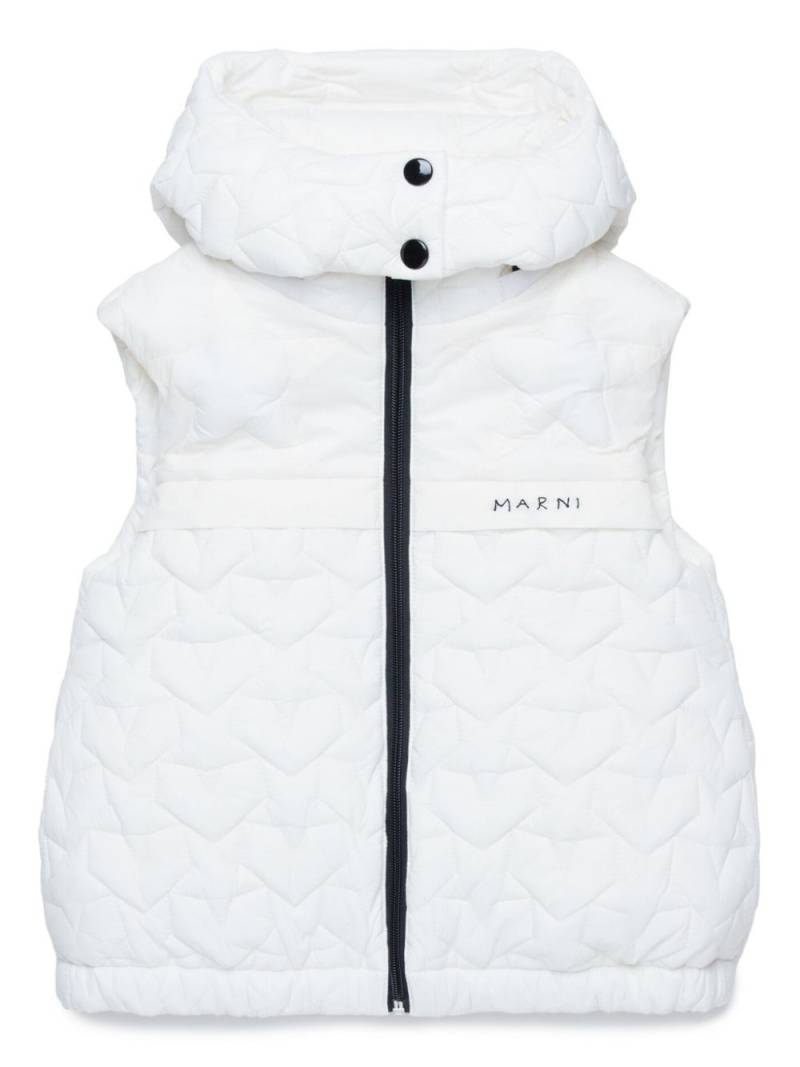 Marni Kids detachable-hood quilted waistcoat - White von Marni Kids