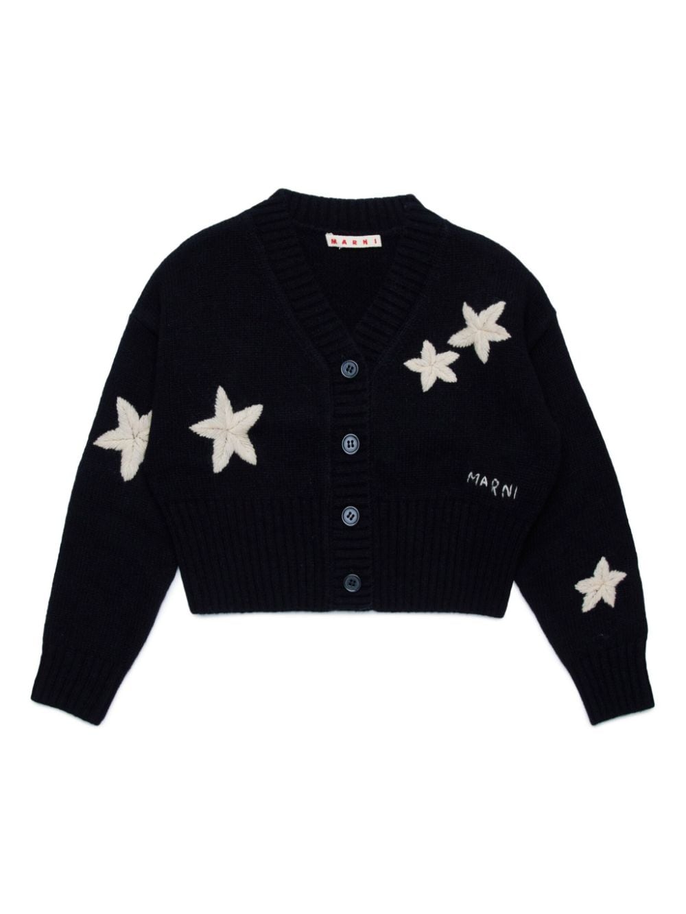 Marni Kids embroidered V-neck jumper - Black von Marni Kids