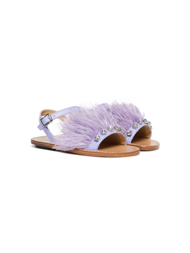 Marni Kids feather-detail leather sandals - Purple von Marni Kids