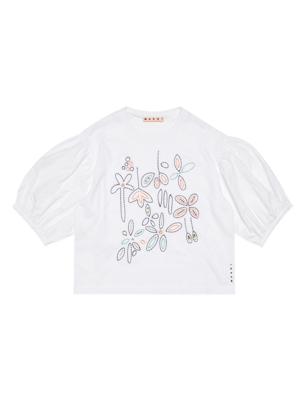 Marni Kids floral-embroidered cotton T-shirt - White von Marni Kids