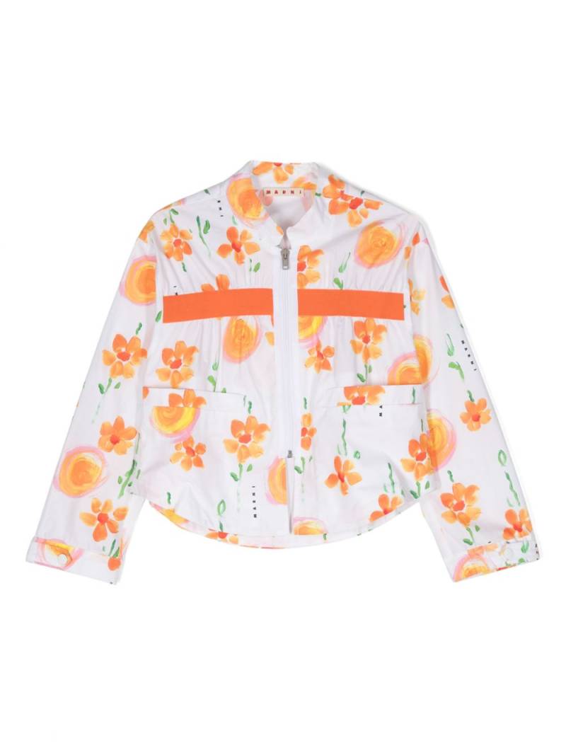 Marni Kids floral-print cotton shirt jacket - White von Marni Kids