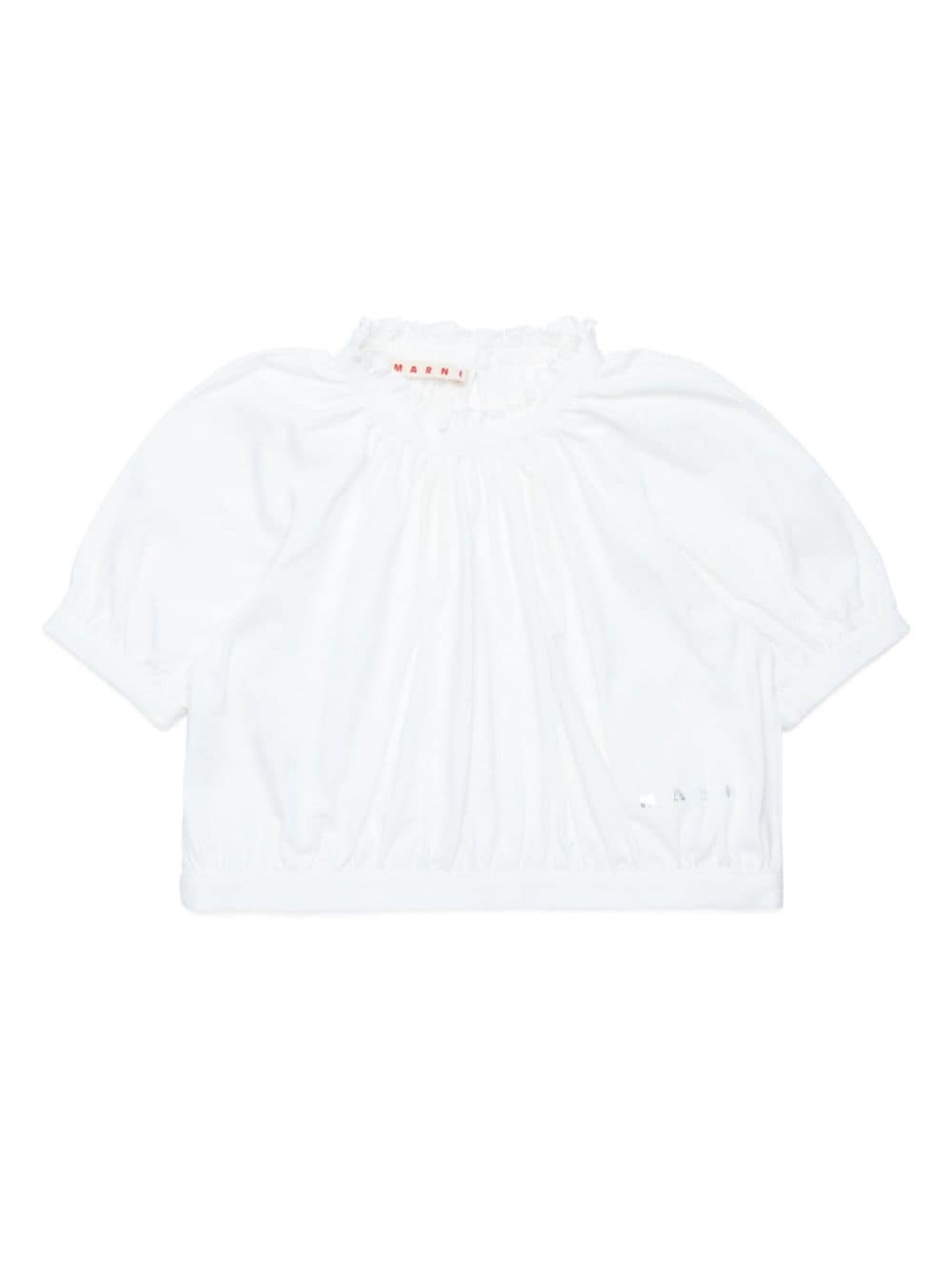 Marni Kids frilled neckline cotton T-shirt - White von Marni Kids