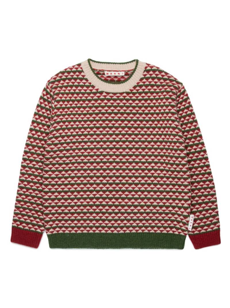 Marni Kids geometric-knit wool-blend jumper - Red von Marni Kids