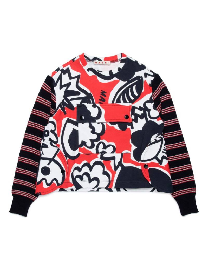 Marni Kids graphic-print cotton jumper - Black von Marni Kids