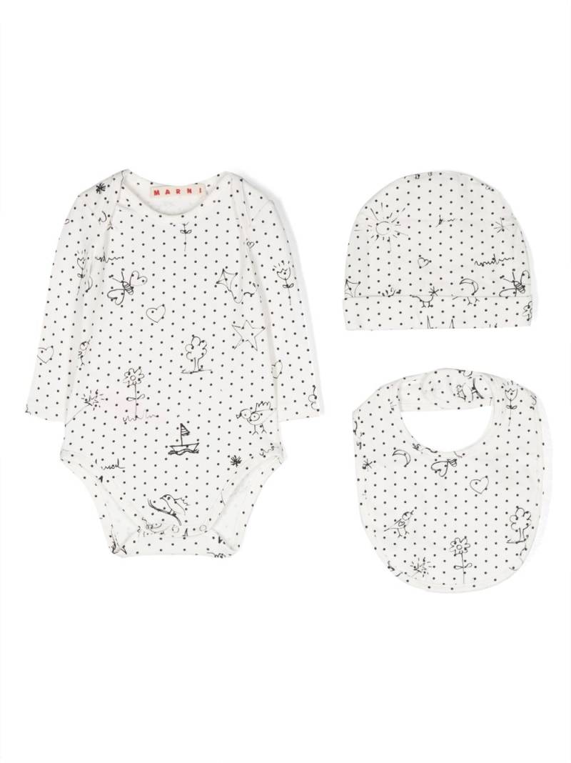 Marni Kids graphic-print polka-dot body set - White von Marni Kids