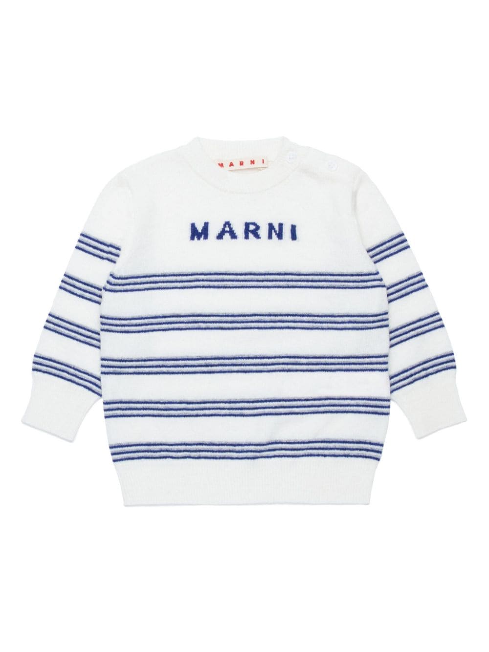 Marni Kids intarsia knit-logo striped jumper - White von Marni Kids