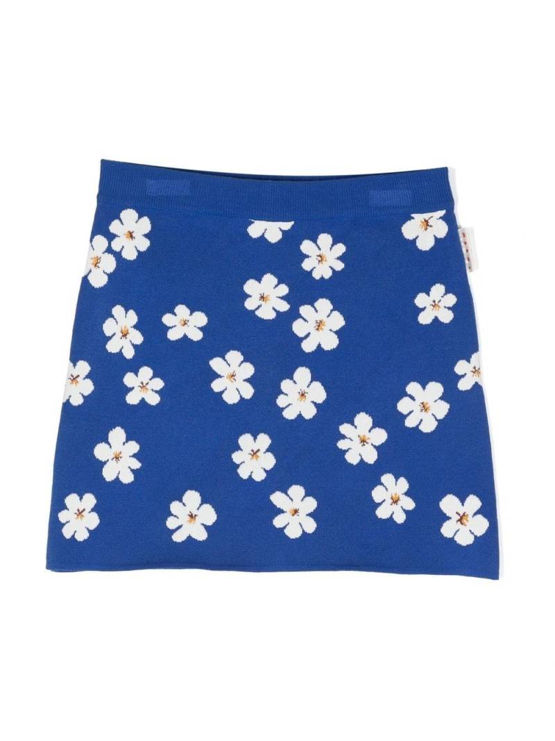 Marni Kids knitted floral mini skirt - Blue von Marni Kids