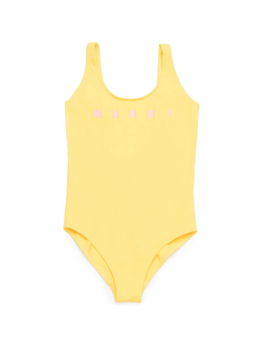 Marni Kids logo-appliqué swimsuit - Yellow von Marni Kids