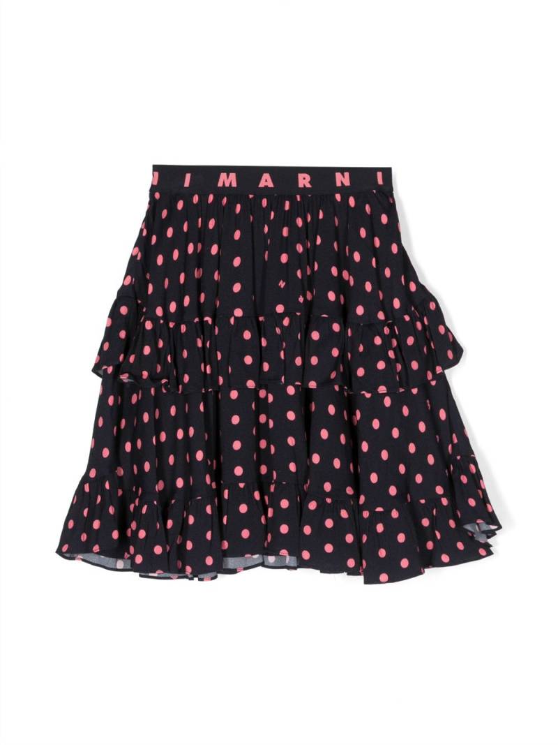 Marni Kids logo-band polka-dot print skirt - Blue von Marni Kids