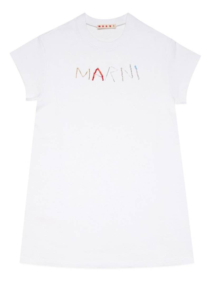 Marni Kids logo-embroidered T-shirt dress - White von Marni Kids