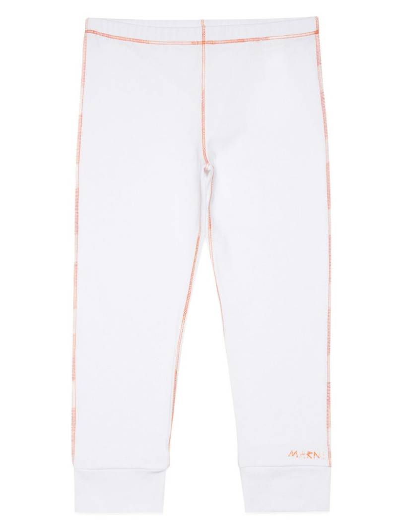 Marni Kids logo-embroidered cotton-blend leggings - White von Marni Kids