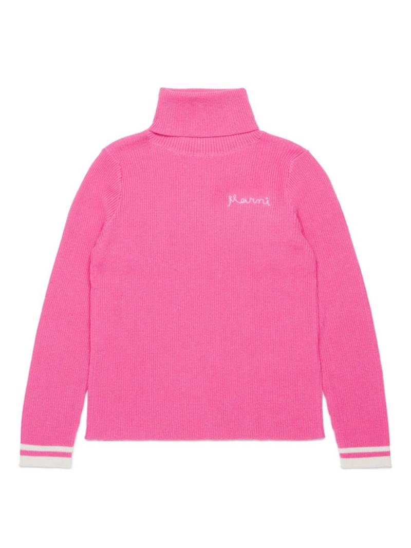 Marni Kids logo-embroidered roll-neck jumper - Pink von Marni Kids