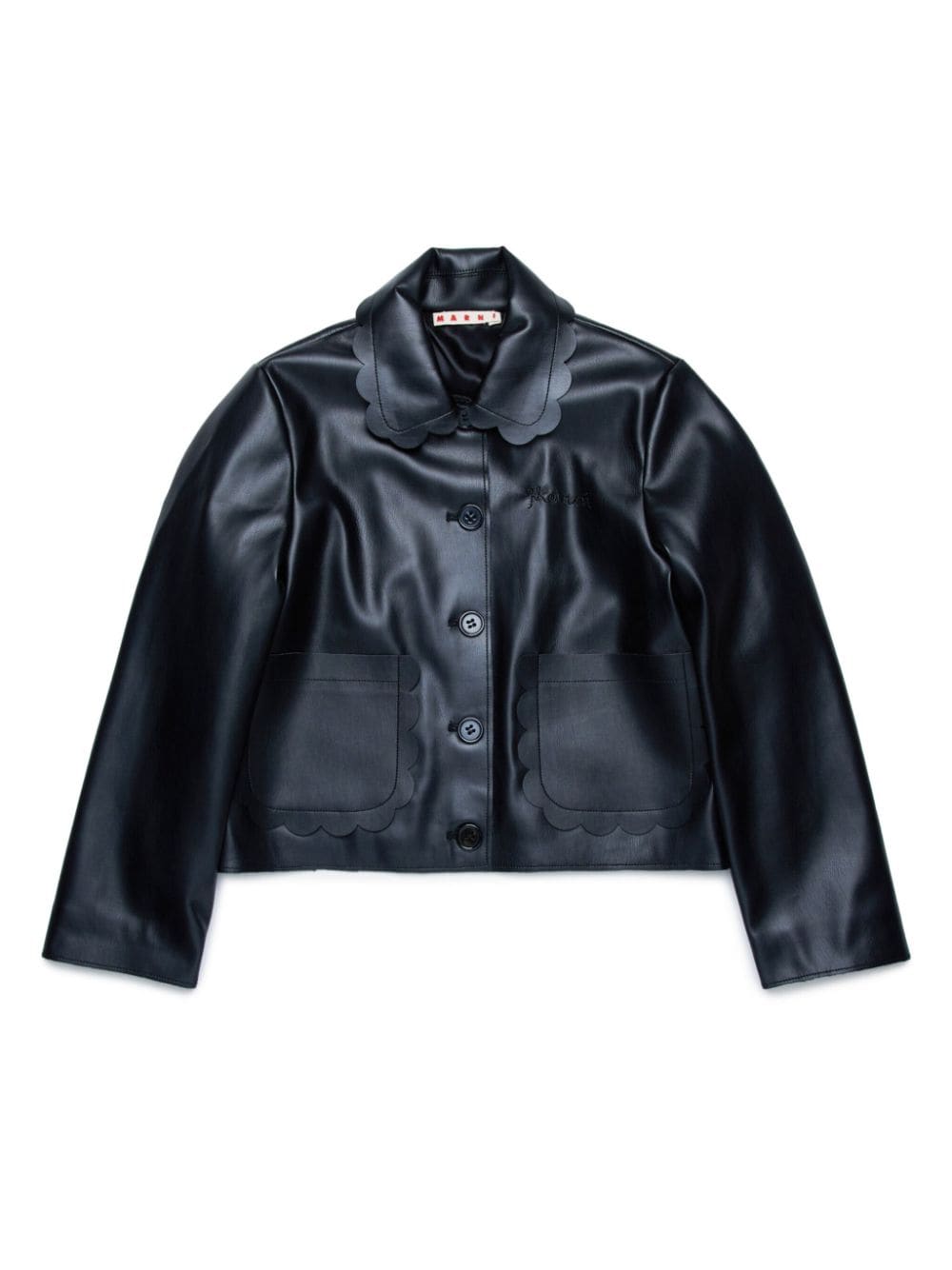 Marni Kids logo-embroidered scallop-collar jacket - Black von Marni Kids