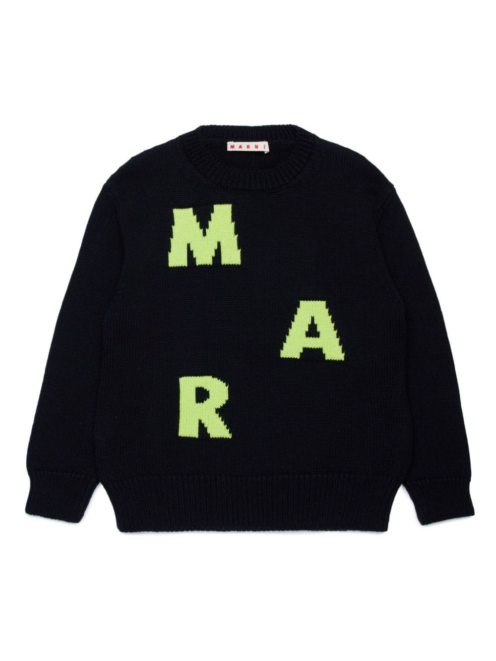 Marni Kids logo-intarsia crew-neck jumper - Black von Marni Kids