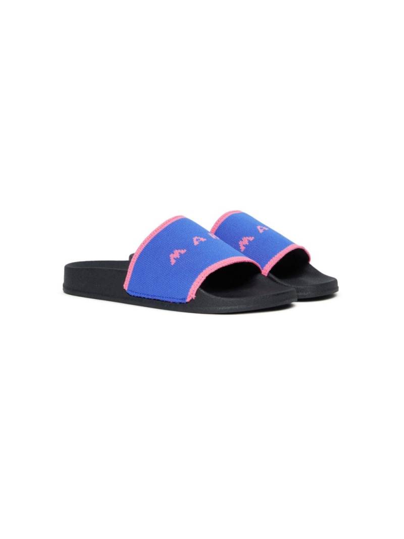 Marni Kids logo-intarsia flip flops - Blue von Marni Kids