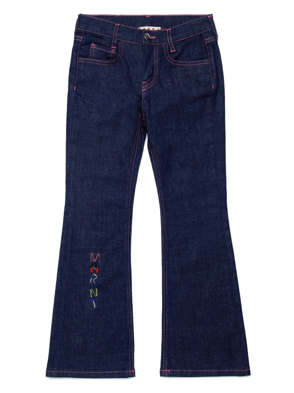 Marni Kids logo-patch cotton-blend jeans - Blue von Marni Kids