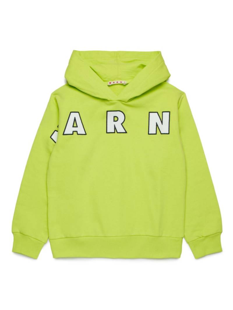 Marni Kids logo-print cotton hoodie - Green von Marni Kids