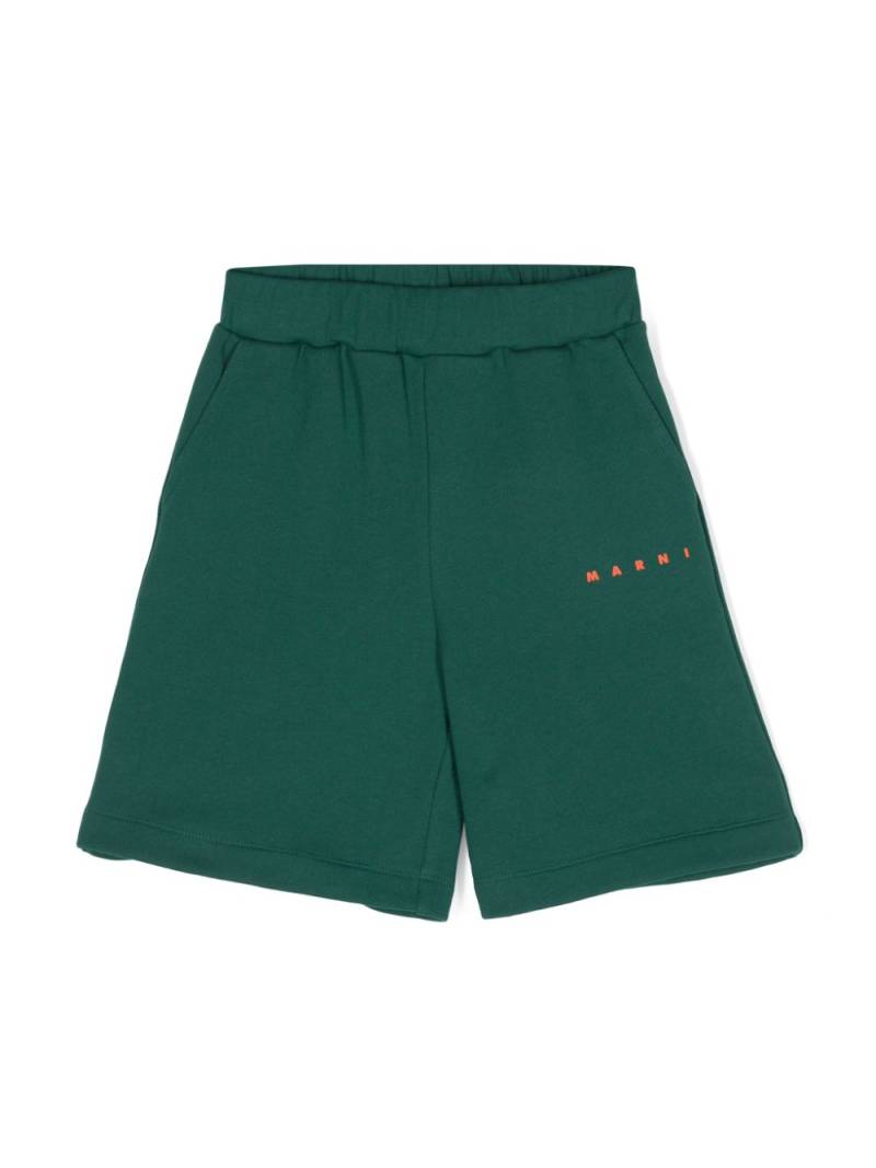 Marni Kids logo-print cotton shorts - Green von Marni Kids