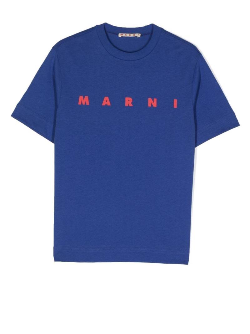 Marni Kids logo-print crew-neck T-shirt - Blue von Marni Kids