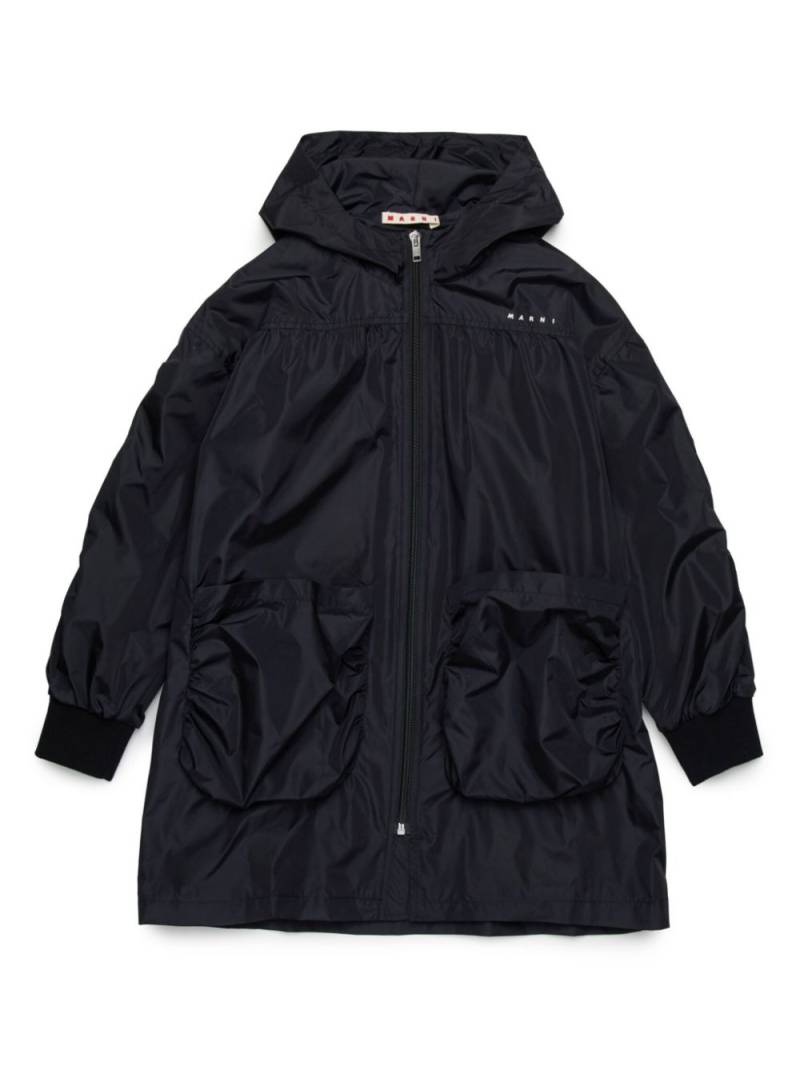 Marni Kids logo-print hooded coat - Black von Marni Kids