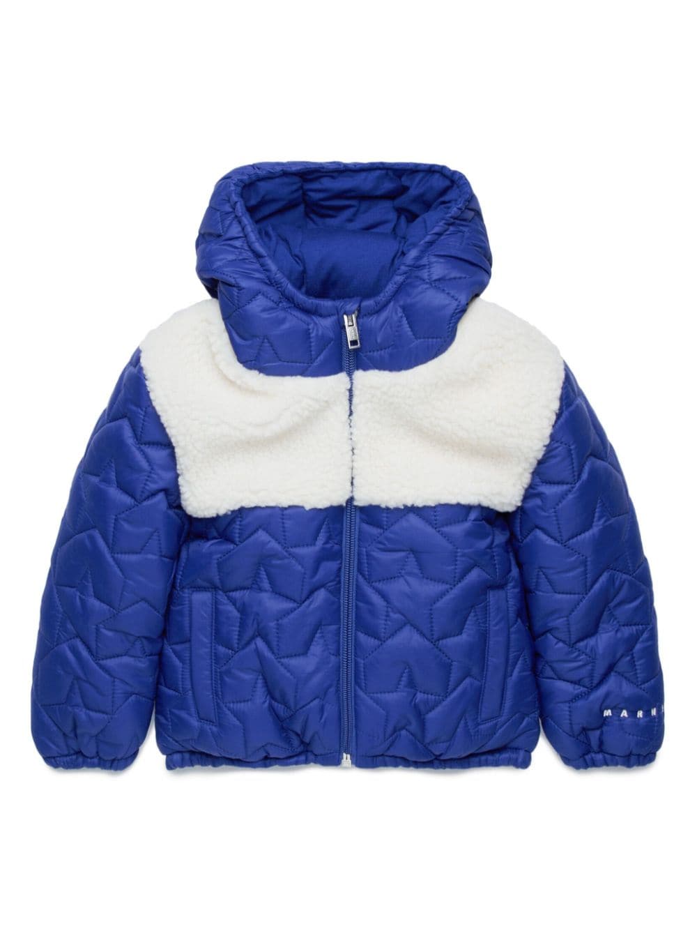 Marni Kids panelled quilted hooded jacket - Blue von Marni Kids