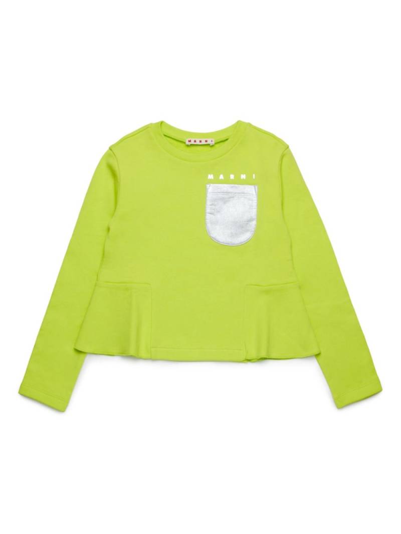 Marni Kids ruffled-hem cotton T-shirt - Green von Marni Kids