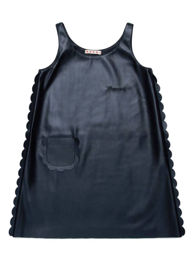 Marni Kids scalloped sides sleeveless faux-leather dress - Black von Marni Kids